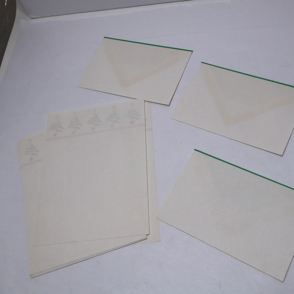 Vintage Christmas Tree Stationery Holiday Letter Paper & Envelopes 80s 90s Retro